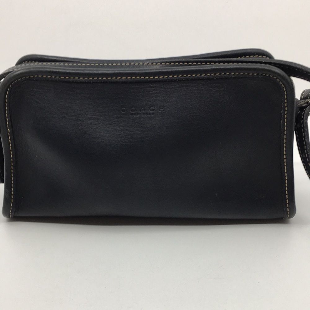 Coach Vintage 1999 Black Mimosa Zip Leather Crossbody Camera Bag - 9” x 5.5”